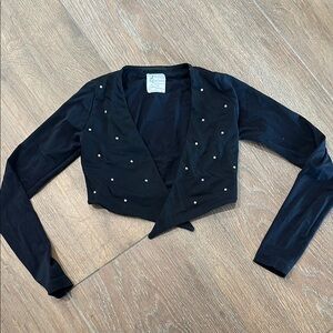Karisma girls Black Cropped Bolero with Stud Detailing. Size S,